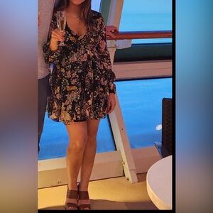 Free People Floral Black Dress XS Worn Once